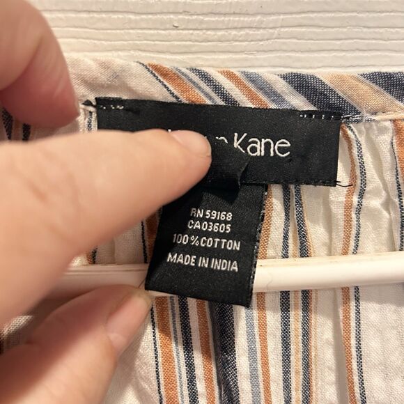 Karen Kane Balloon Sleeve Striped Colorful Lightweight Peasant Top Tassels Small - Picture 7 of 9